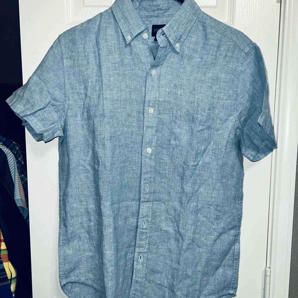 J. Crew Blue Short Sleeve Casual Shirt